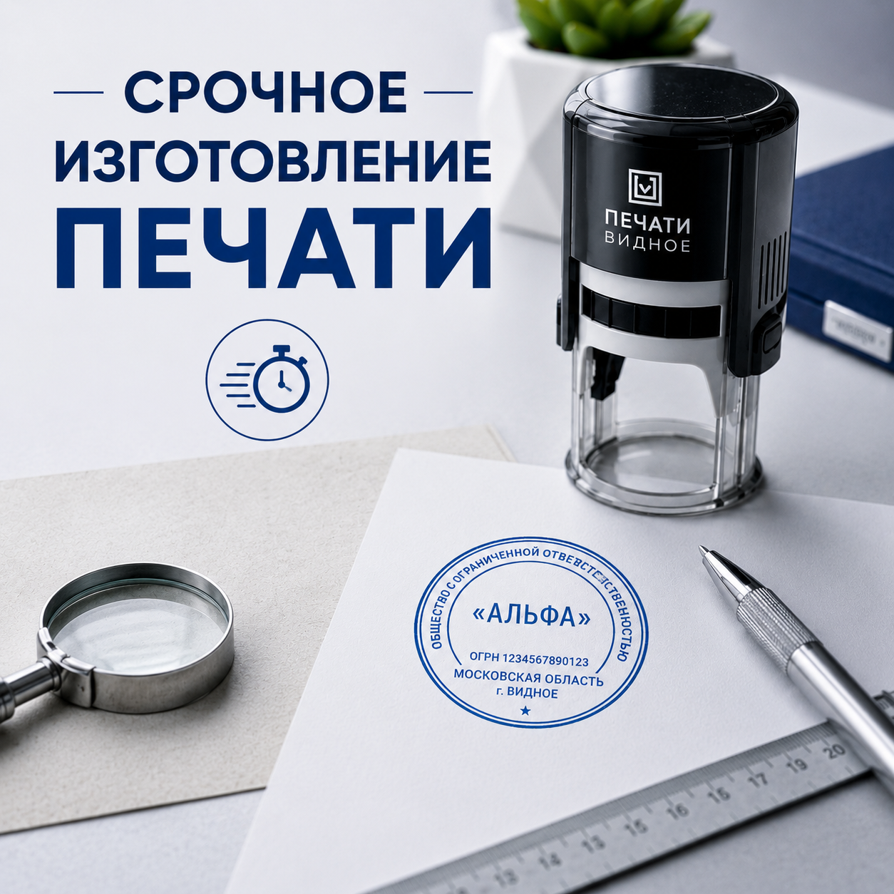 Срочное изготовление печати в Видном — от 15 минут